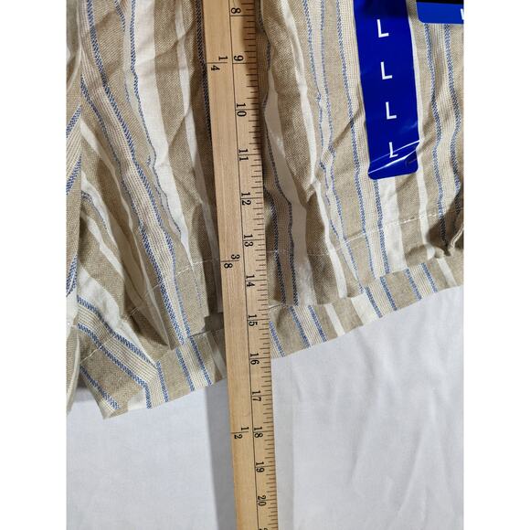 Briggs Linen Blend Striped Pull On Shorts‎ Pockets Beige Large Above Knee Casual - Picture 7 of 10